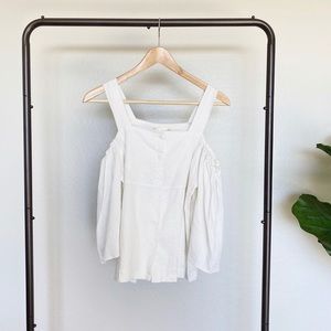 J.O.A. Cold Shoulder Linen Button Down Top NWT